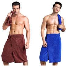 Load image into Gallery viewer, 2 piece Set Man Wearable Microfiber Bath Towel With Pocket Soft Wrap Skirt Towel