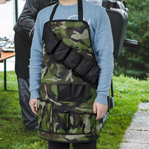 Waterproof Camouflage Apron Multifunction BBQ Grill Condiment Holder Multi-pockets