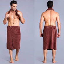 Load image into Gallery viewer, 2 piece Set Man Wearable Microfiber Bath Towel With Pocket Soft Wrap Skirt Towel