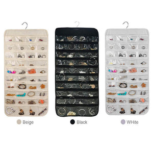 80 Pockets Double Sided Hanging Jewelry Display Organizer Storage Bag