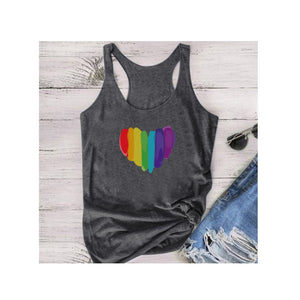 (FR) Colorful Heart Printed Tank Tops Casual Harajuku Tops for Women Ladies Sleeveless Vest Valentine Day Gift