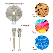 Load image into Gallery viewer, REM 32pcs HSS Mini Circular Saw Blade Set Cutting Disc Diamond Metal Power Tools for Dremel Drill