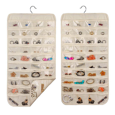 80 Pockets Double Sided Hanging Jewelry Display Organizer Storage Bag