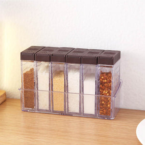 6pcs/set Acrylic Transparent Spice Jar Colorful Lid Seasoning Box Salt Condiment Storage Containers