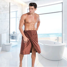 Load image into Gallery viewer, 2 piece Set Man Wearable Microfiber Bath Towel With Pocket Soft Wrap Skirt Towel