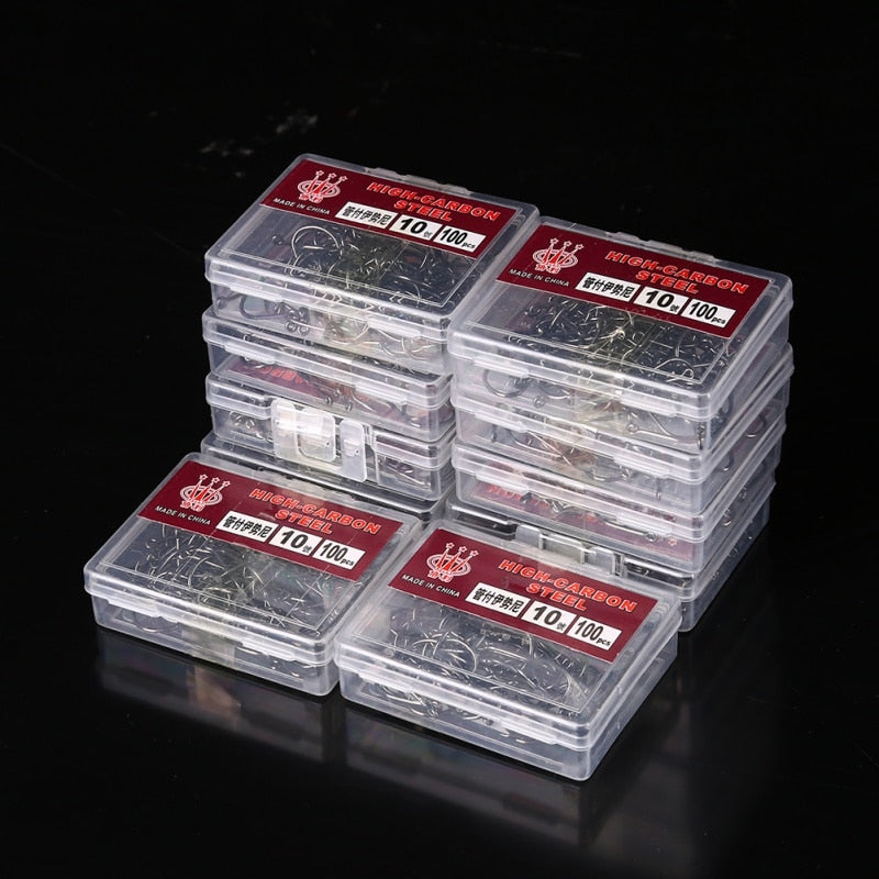 100 pcs High Carbon Steel Barbed Hooks Hook Bait Soft Fishing Bait