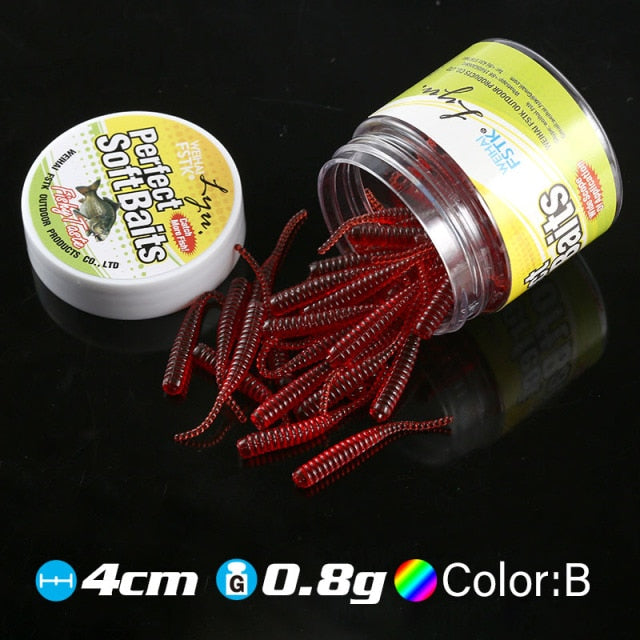 50pcs 0.3g 4cm Fishing Lure mini Soft Worm Shrimp Jerkbait Fish Ocean Rock lure bass soft fish smell Leurre Souple soft bait
