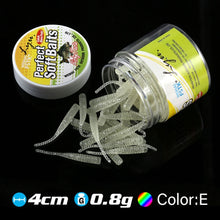 Load image into Gallery viewer, 50pcs 0.3g 4cm Fishing Lure mini Soft Worm Shrimp Jerkbait Fish Ocean Rock lure bass soft fish smell Leurre Souple soft bait