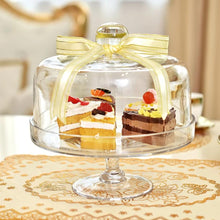 Load image into Gallery viewer, European Cake Cover Candlelight Dinner Transparent Glass Dessert Snack with Lid Tray