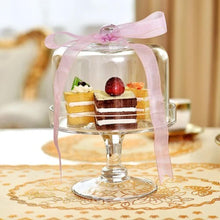 Load image into Gallery viewer, European Cake Cover Candlelight Dinner Transparent Glass Dessert Snack with Lid Tray