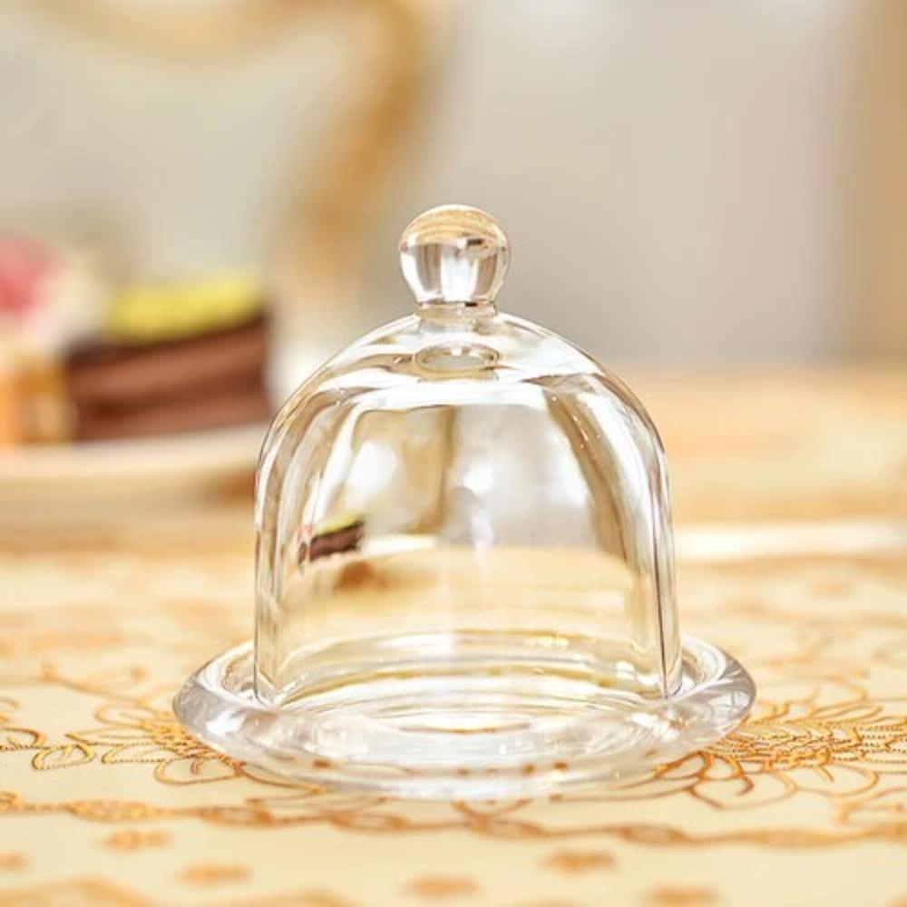European Cake Cover Candlelight Dinner Transparent Glass Dessert Snack with Lid Tray