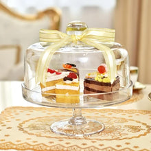 Load image into Gallery viewer, European Cake Cover Candlelight Dinner Transparent Glass Dessert Snack with Lid Tray