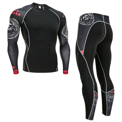 Winter Thermal Underwear Set Men's Sportswear Gym Training Jogging Tight Suits Plus Size