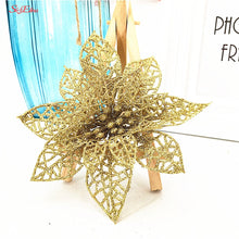 Load image into Gallery viewer, Hot 10Pcs 15CM Glitter Artificial Flowers Christmas Tree Ornaments Decorations Christmas Decorations For Home Christmas Gifts 7Z