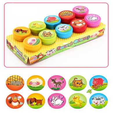 10pcs/Set Children Toy Rubber Seal Stamps Cartoon Animals Scrapbooking