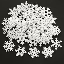 Load image into Gallery viewer, 50PCS 35mm Mix Shape Wooden White Snowflakes Christmas Ornaments Xmas Pendants New Year Christmas Decorations for Home