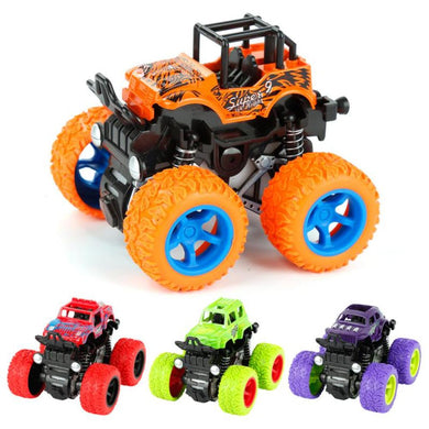 New Mini Inertial Vehicle Four-Wheel-Drive Plastic Children Toy Car Pull Back Stunt Car