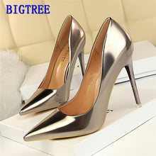 Load image into Gallery viewer, Patent Leather Woman Sexy Party High Heels Office Pumps Wedding Bridal Shoes