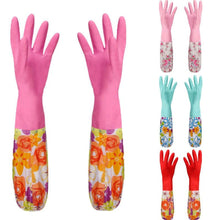 Load image into Gallery viewer, 1xPair Velvet Rubber Long Warm Gloves for Home Kitchen Dish Winter Washing Cleaning