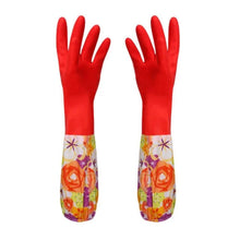 Load image into Gallery viewer, 1xPair Velvet Rubber Long Warm Gloves for Home Kitchen Dish Winter Washing Cleaning