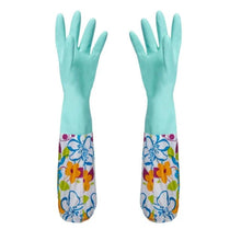 Load image into Gallery viewer, 1xPair Velvet Rubber Long Warm Gloves for Home Kitchen Dish Winter Washing Cleaning