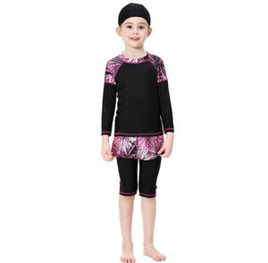 3 PCS Islamic Bourkini Modest Bathing Suit Girls Muslim Swimwear Burkini Long Sleeve Swimsuit for Kids Maillot De Bain Hijab XXL
