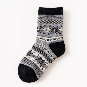 Children Winter Wool Socks Fair Isle Jacquard Weave Pattern Socks for Boys Girls Thickening Keep Warm Breathable Kids Socks