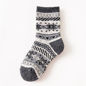 Children Winter Wool Socks Fair Isle Jacquard Weave Pattern Socks for Boys Girls Thickening Keep Warm Breathable Kids Socks