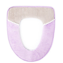 Load image into Gallery viewer, Corduroy Toilet Seat Padded Autumn Winter Warm PU Waterproof Toilet Cover Plush Thick Sticky Button Stripe Seat Cushion