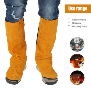 Leather Flame Retardant Welding Spats Safety Boot Flame Heat Abrasion Resistant Foot Safety Protection