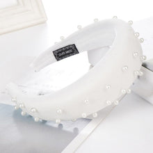Load image into Gallery viewer, 2019 Chic Pearl Beads Thick Velvet Women Wide Headband Hair Accessories Sponge Head Hoop Turban Female Korean Stretch Hair Bands