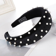 Load image into Gallery viewer, 2019 Chic Pearl Beads Thick Velvet Women Wide Headband Hair Accessories Sponge Head Hoop Turban Female Korean Stretch Hair Bands