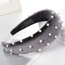 Load image into Gallery viewer, 2019 Chic Pearl Beads Thick Velvet Women Wide Headband Hair Accessories Sponge Head Hoop Turban Female Korean Stretch Hair Bands