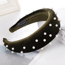 Load image into Gallery viewer, 2019 Chic Pearl Beads Thick Velvet Women Wide Headband Hair Accessories Sponge Head Hoop Turban Female Korean Stretch Hair Bands