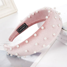 Load image into Gallery viewer, 2019 Chic Pearl Beads Thick Velvet Women Wide Headband Hair Accessories Sponge Head Hoop Turban Female Korean Stretch Hair Bands