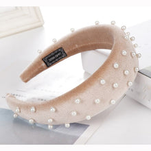 Load image into Gallery viewer, 2019 Chic Pearl Beads Thick Velvet Women Wide Headband Hair Accessories Sponge Head Hoop Turban Female Korean Stretch Hair Bands