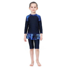 Load image into Gallery viewer, BAILUNMA Girl&#39;s Burkinis Muslim Swimwear Modest swim wear Children&#39;s Swimsuit Patchwork Long Sleeve Islamic Swimsuit hijab B1012