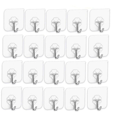 20Pcs/Set Transparent Seamless Self-Adhesive Hook Load Bearing 10KG Waterproof Strong Hanger