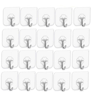 20Pcs/Set Transparent Seamless Self-Adhesive Hook Load Bearing 10KG Waterproof Strong Hanger