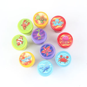 10pcs/Set Children Toy Cartoon Animals Fruits Seal Rubber Stamp Scrapbooking