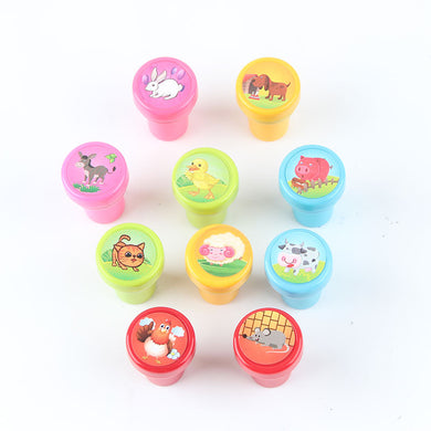 10pcs/Set Children Toy Stamps Cartoon Animals Print Seal For Scrap Book Arts & Crafts