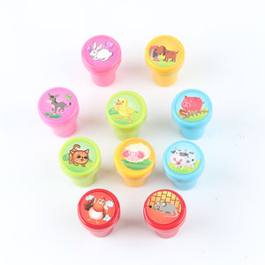 10pcs/Set Children Toy Stamps Cartoon Animals Print Seal For Scrap Book Arts & Crafts