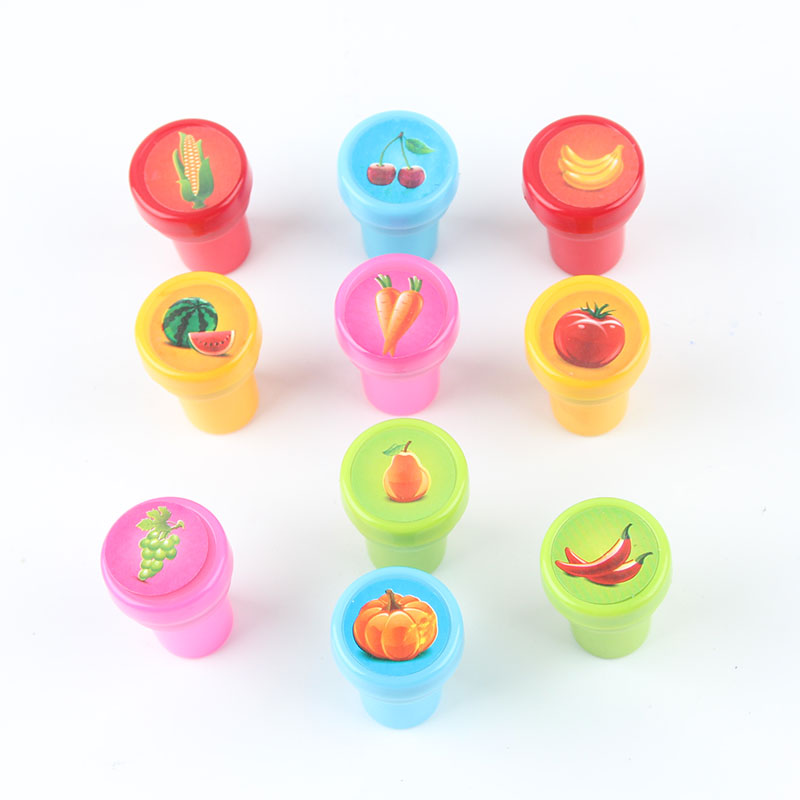 10pcs/Set Children Toy Cartoon Animals Fruits Seal Rubber Stamp Scrapbooking