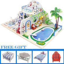 Load image into Gallery viewer, DIY House Miniature with Furniture LED Music Dust Cover Model Educational Toys