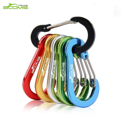 6PCS/6 Colors Booms Fishing Aluminum Alloy Keychain Buckle Hook Camping Climbing