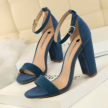 Load image into Gallery viewer, Sexy Women Slingbacks Ankle Strap Square Heel Shoes High Heels Peep Toe Pumps