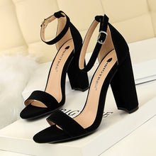 Load image into Gallery viewer, Sexy Women Slingbacks Ankle Strap Square Heel Shoes High Heels Peep Toe Pumps