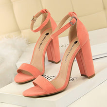 Load image into Gallery viewer, Sexy Women Slingbacks Ankle Strap Square Heel Shoes High Heels Peep Toe Pumps