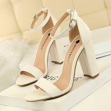 Load image into Gallery viewer, Sexy Women Slingbacks Ankle Strap Square Heel Shoes High Heels Peep Toe Pumps