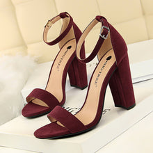 Load image into Gallery viewer, Sexy Women Slingbacks Ankle Strap Square Heel Shoes High Heels Peep Toe Pumps